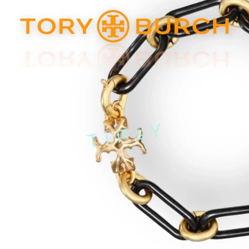 Beautiful Tory Burch Roxanne Gold & Black Enamel Bracelet - Picture 2 of 4